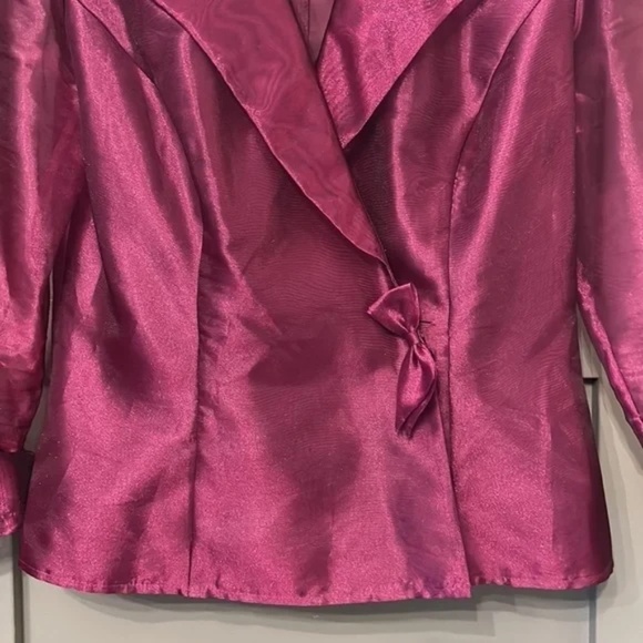 Alex Evenings Fuchsia Formal Evening Blazer Jacket Metallic Sheer Size Small - Picture 9 of 11